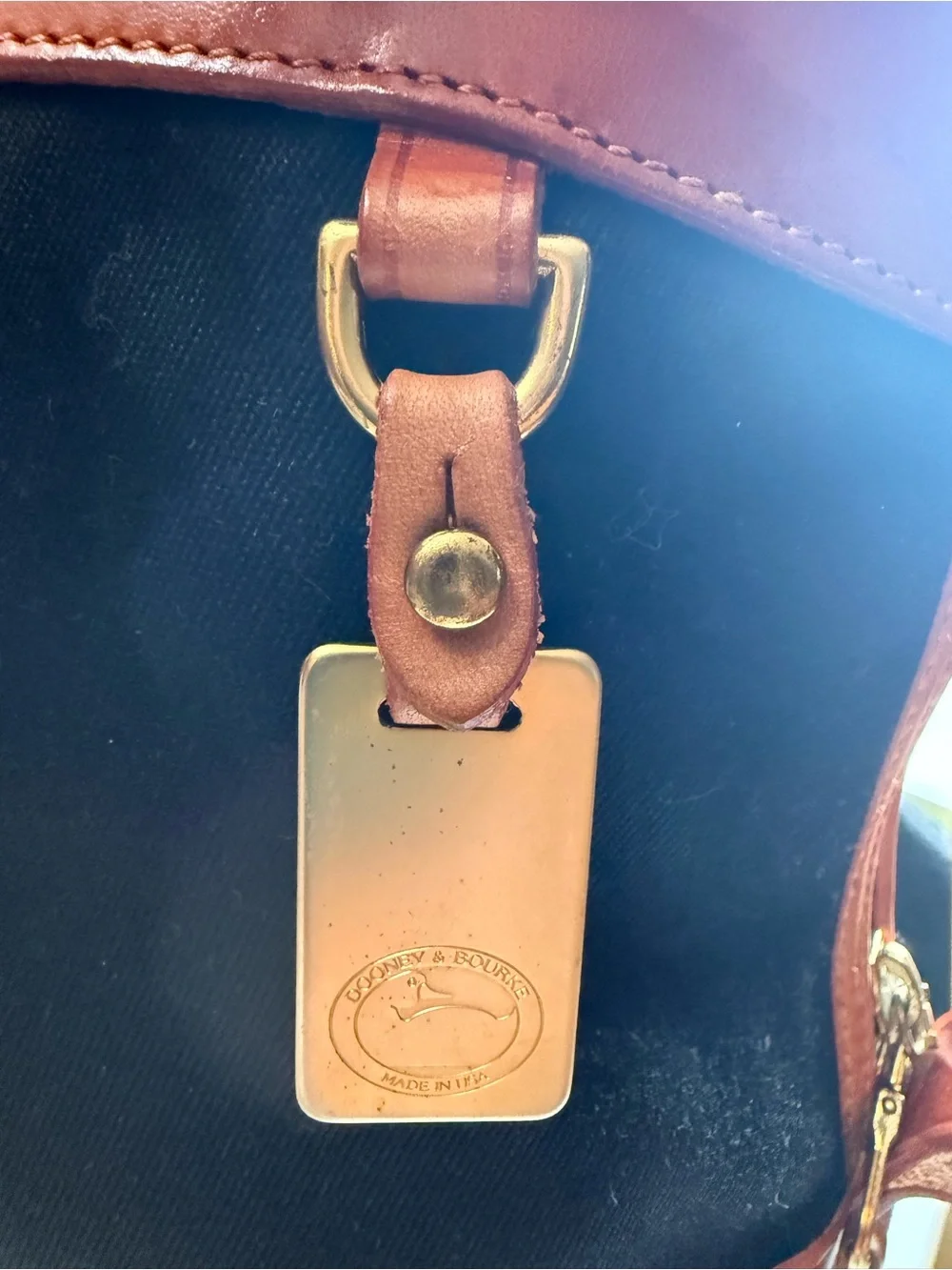 Dooney & Bourke Black Canvas Satchel with Brown Leather Trim